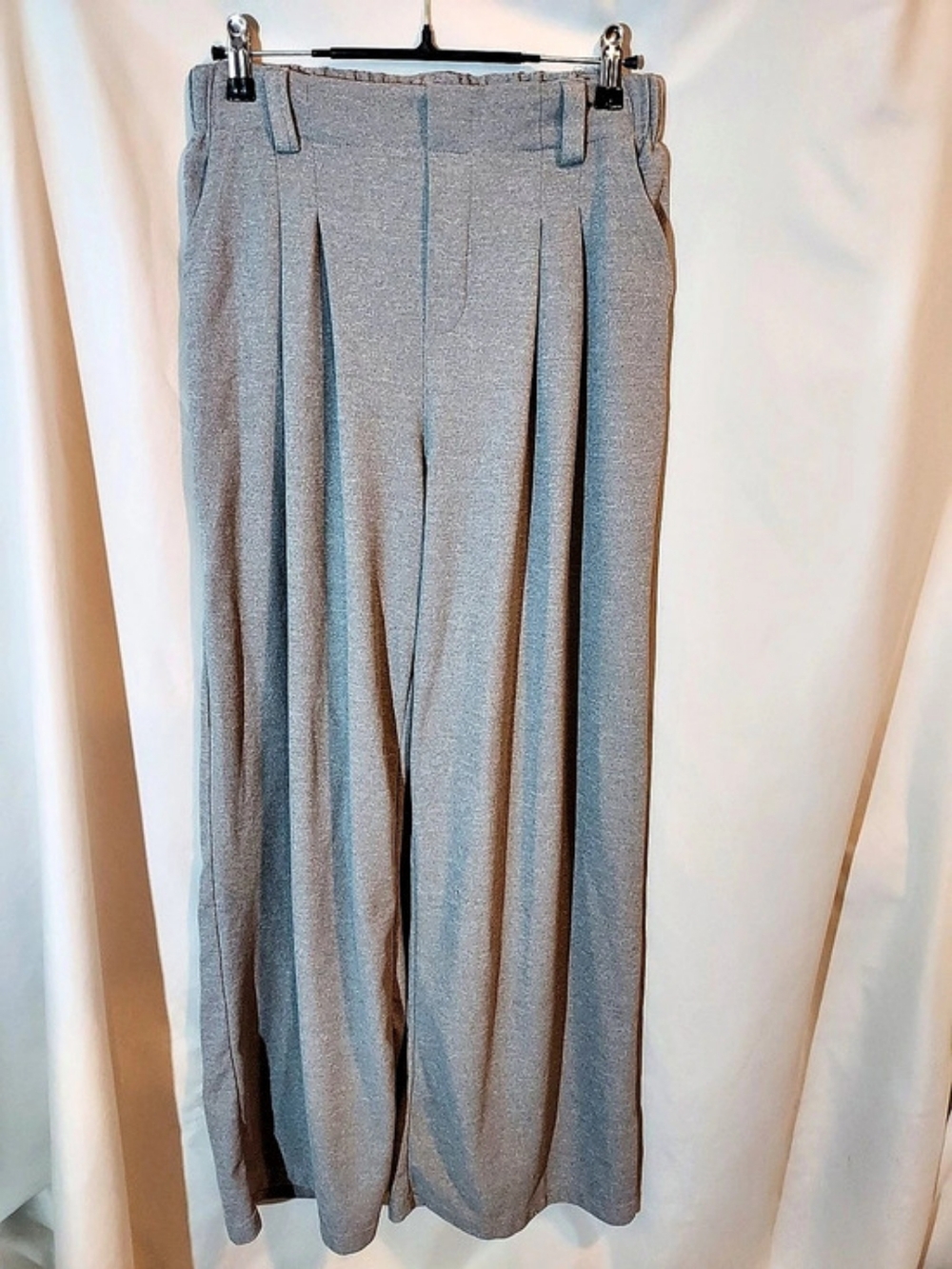 Halara Waffle Knit Wide Leg Pleated Pants Grey Size S